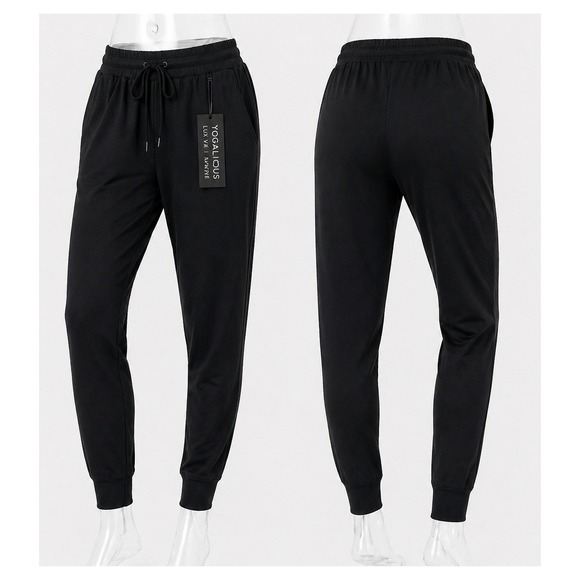 Yogalicious Lux Pants - Yogalicious Lux Ave Joggers Womens Lge Blk High Rise Ultra Soft Athleisure NWT